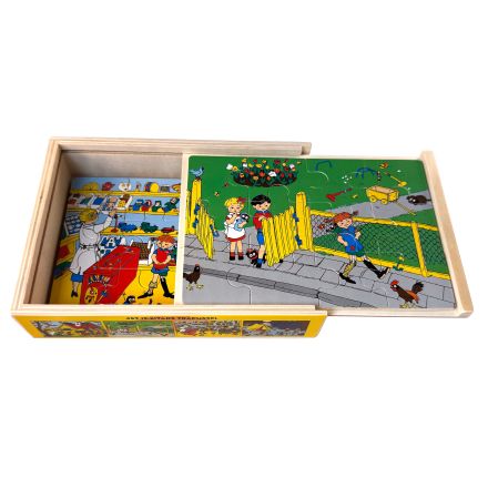 Pippi Långstrump 4st träpussel i trälåda