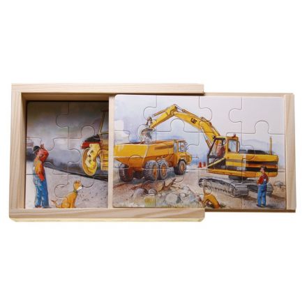 Mulle Meck vägmaskiner 4 x träpussel